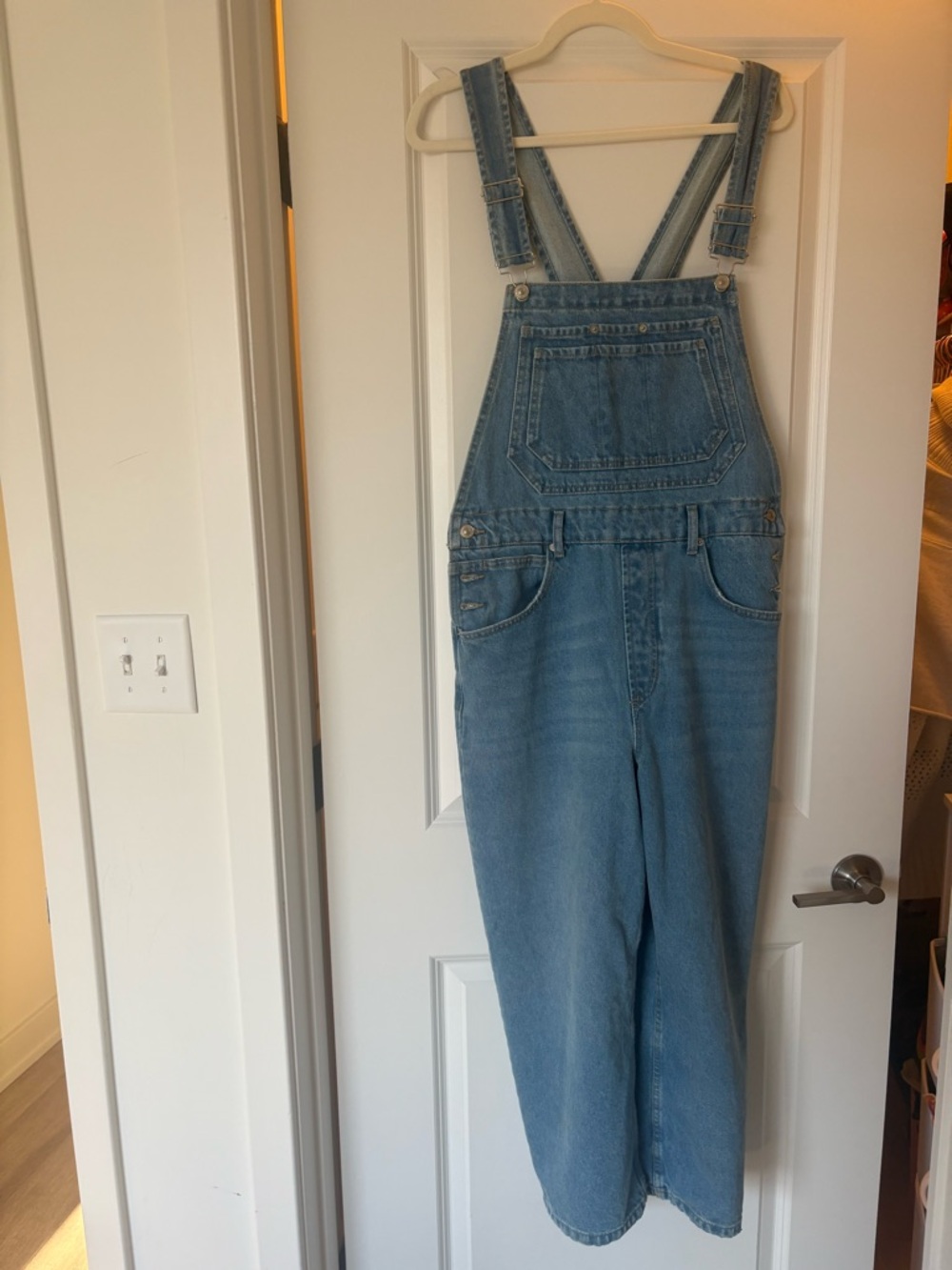Free People Light Blue Denim Overalls